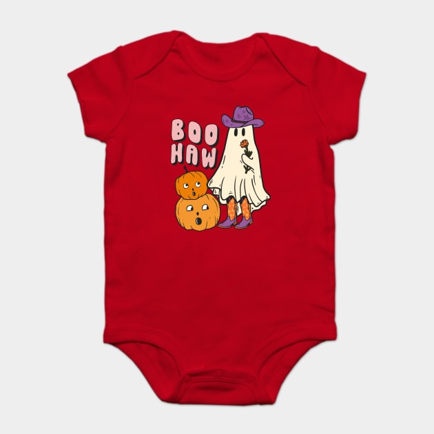 Halloween Boo Haw Ghost Funny Cowboy Cowgirl Baby Bodysuit by The WYLD Tribe